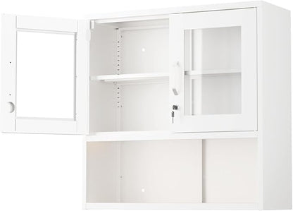 VINGLI Metal Wall Cabinet with Locking Glass Doors, Adjustable Shelf, Wall - Image 9