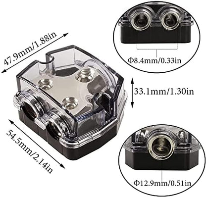 DHYANAOM Amp Power Distribution 2 Way, 0 Gauge in 0 Gauge Out Power - Image 2