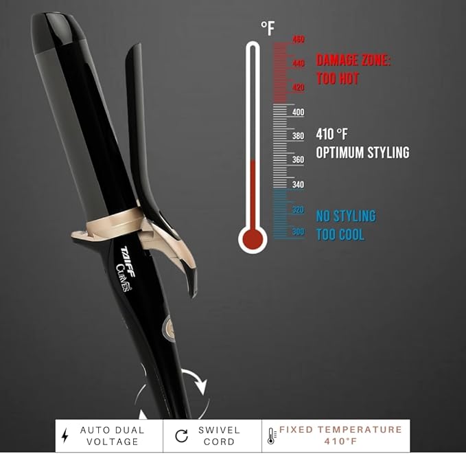 TAIFF Curves Professional Black Titanium Curling Iron – High-Performance Hair - Image 3
