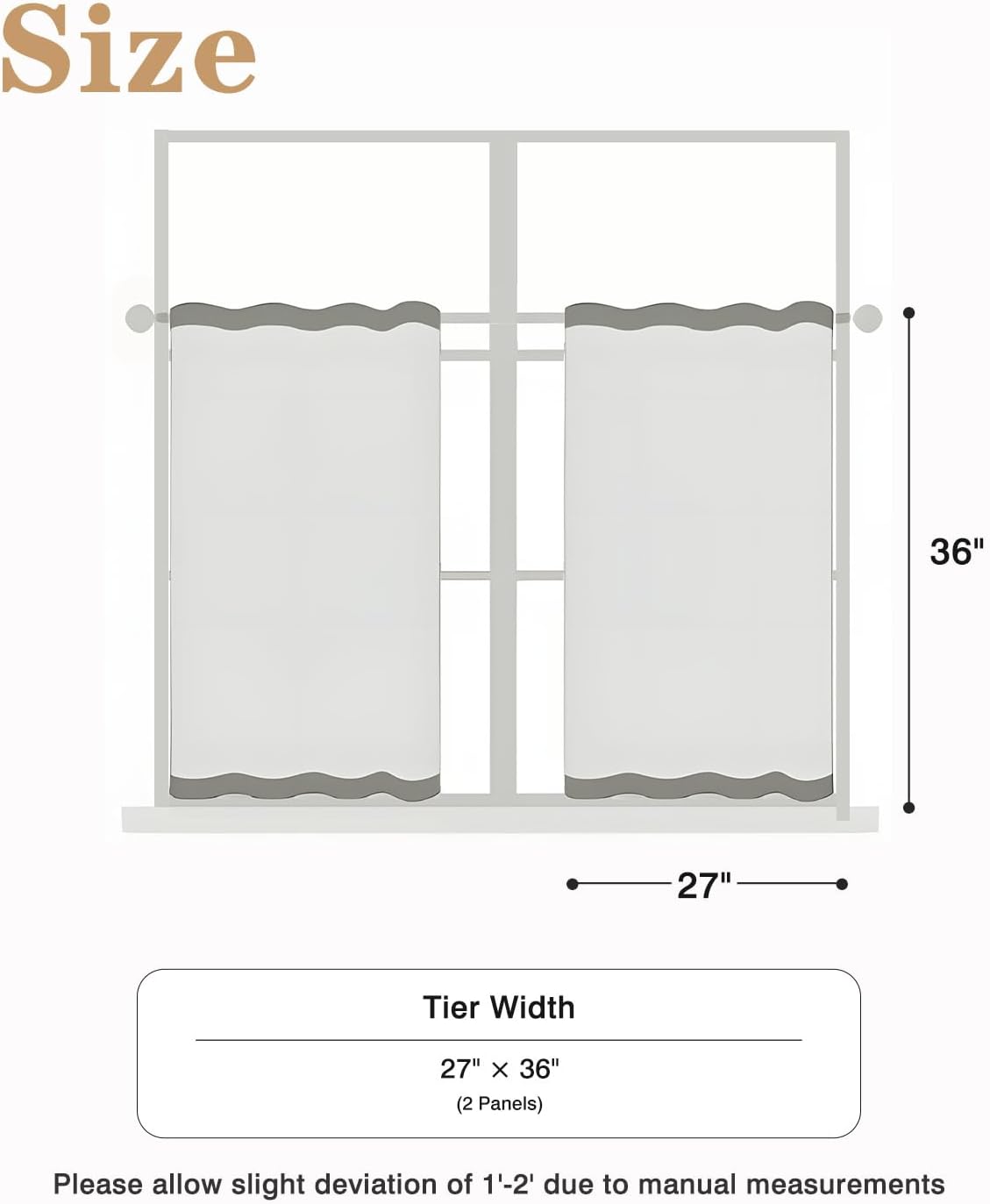Easy Home Short Blackout Window Curtain Rod Pocket Thermal Privacy Curtain Tiers 36 Inch Length for Kitchen Farmhouse Closet, Living Room, Bathroom Shades (White, 27" W X 36" L (Pack of 2))