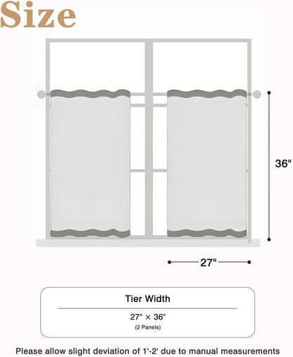 Easy Home Short Blackout Window Curtain Rod Pocket Thermal Privacy Curtain Tiers 36 Inch Length for Kitchen Farmhouse Closet, Living Room, Bathroom Shades (White, 27" W X 36" L (Pack of 2))