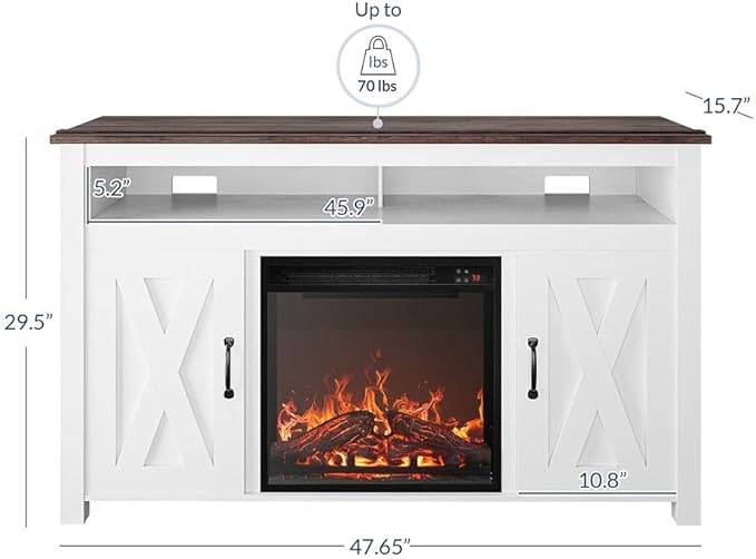 BELLEZE Modern 48" Barn Door Wood TV Stand - Image 5