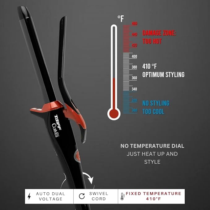 TAIFF Curves Professional Black Titanium Curling Iron – High-Performance Hair - Image 3