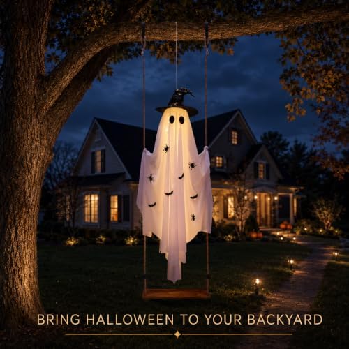Halloween Decorations Outdoor,5.9ft Halloween Swinging Ghost Outdoor Decor