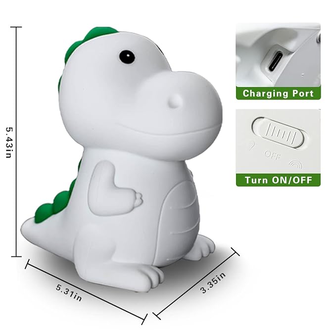 LEDHOLYT LED Cute Dinosaur Night Light, Cute Silicone Dinosaur Lamp and Animal - Image 6