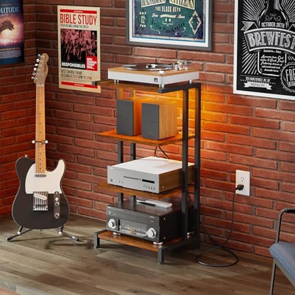 x-cosrack 16.5" small 4-tier av media stand with, side view