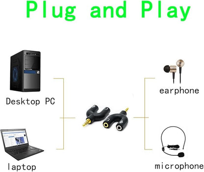 ZJKJHJY 2 Pack Headset Splitter Adapter, U Shape 3.5mm 4 Pole Male to 2 x 3 - Image 5