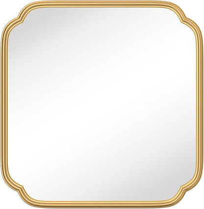 Gold Bathroom Mirror for Wall 24" x 24" Modern Rounded Corner Square Mirror - Image 8