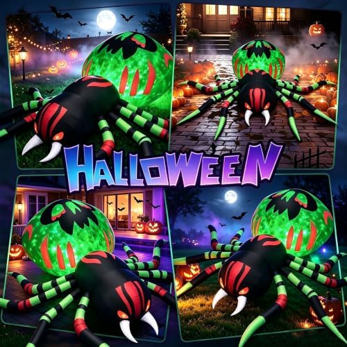 11FT Halloween Inflatables Spider Outdoor Decorations for Yard, Giant Blow up...