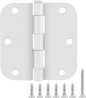 6 Pack 3.5 Inch Door Hinges White Matte Rounded 3 1/2 Inch Noise Free Iron by TDCHINGES