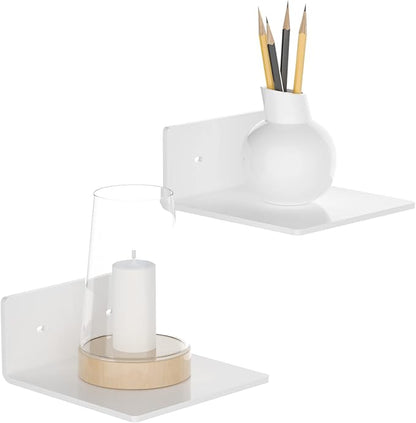 6 Inches Acrylic Small Wall Shelves 2 Pack, Floating Shelf by Sezanrpt