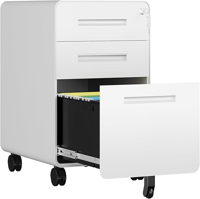 3 Drawer File Cabinet, Fully Assembled Mobile File Cabinets by AFAIF