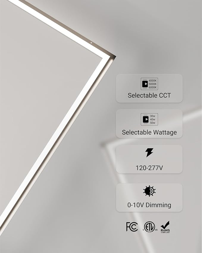 Sunco 10 Pack 2x4 Edge-Lit Frame LED Panel Lights, Drop Ceiling Flat Light - Image 6