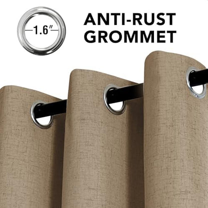 h.versailtex 100% blackout linen curtains 63" l heathered, close-up detail