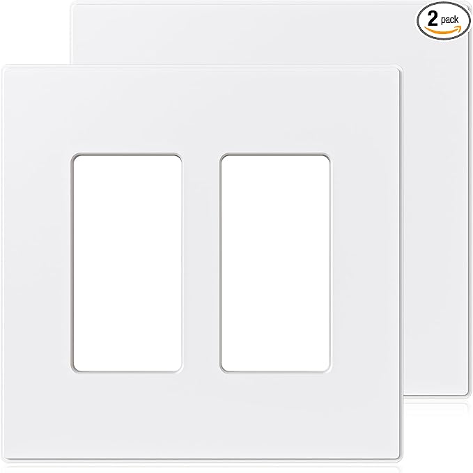 ELEGRP 2-Gang Screwless Decorative Wall Plates, Mid-Size 4.88" height x 4.94" by ELEGRP%7CELEGROUP