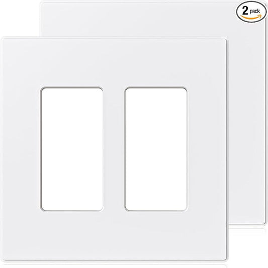 ELEGRP 2-Gang Screwless Decorative Wall Plates, Mid-Size 4.88" height x 4.94" by ELEGRP%7CELEGROUP
