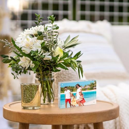 5x7 Acrylic Frame 30 Pack,20MM Thicker Frameless Clear Picture Frames | Freestanding Double Sided Magnetic Picture Frame,Acrylic Picture Frames for Desktop Display with Microfiber Cloth,Gift Ideal