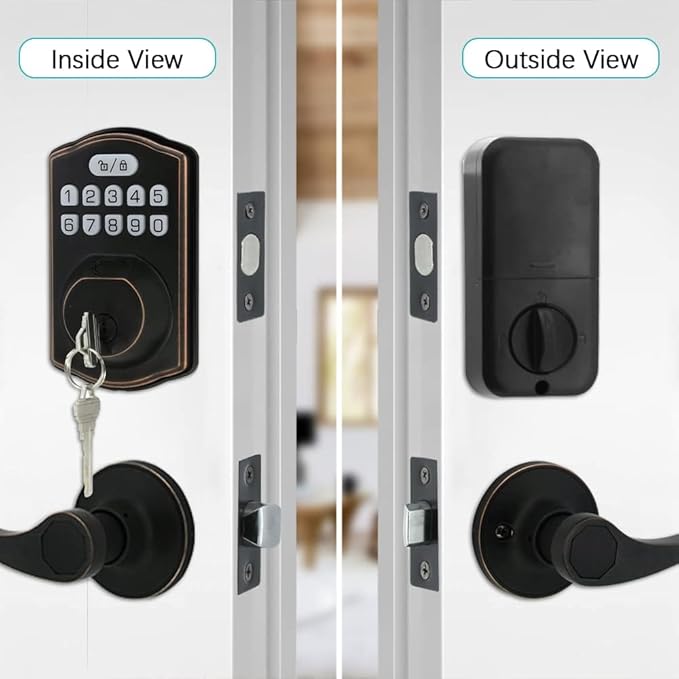 Fingerprint Door Lock with Passage Lever, Contemporary Electronic Keypad - Image 8