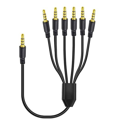 MysRuida 3.3ft 1/8” 3.5mm TRRS Stereo Audio Cable, 1 to 6 Splitter Male Aux Cord by Unknown