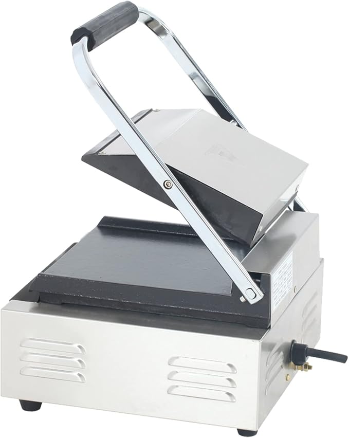 Commercial Panini Press With Grooved Grill Sandwich Maker Machine Electric - Image 3