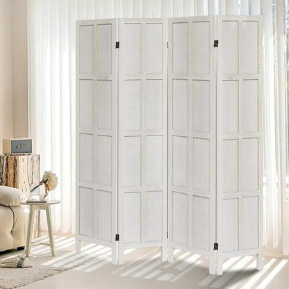 ALeesing 4 Panel Room Divider, 5.6Ft Wood Room Dividers and Folding Privacy by ALeesing