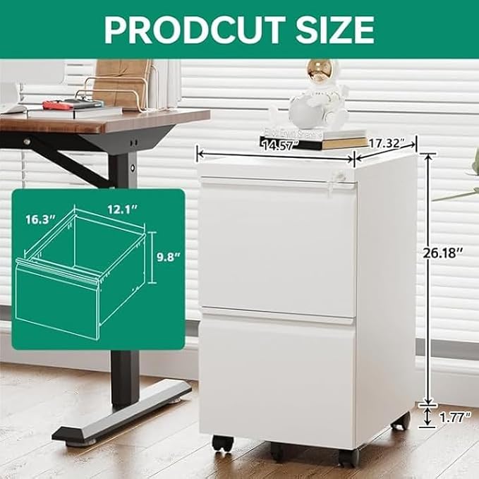 Letaya 2 Drawer Mobile File Cabinet - Image 3