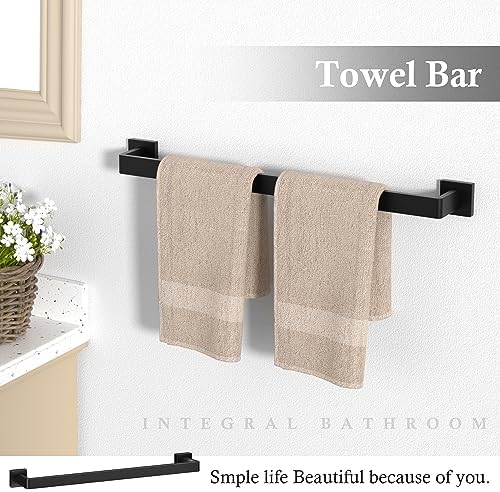 5-pieces matte black bathroom accessories set 23.6 inch, close-up detail