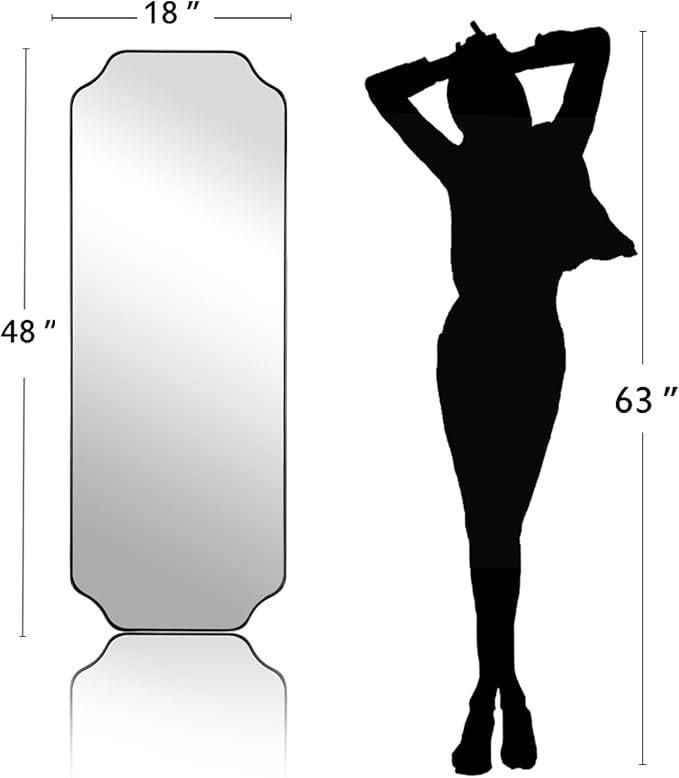 ANDY STAR 18" x 48" Chrome Full Length Mirror, Large Rectangle Bathroom Mirror - Image 2