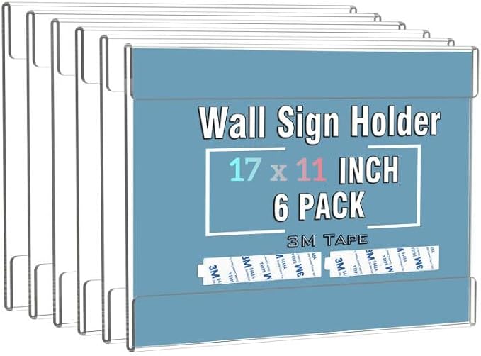 Dingelex Acrylic 11 x 17 Horizontal Sign Holder Wall Mount, Acrylic Wall Frame by Dingelex