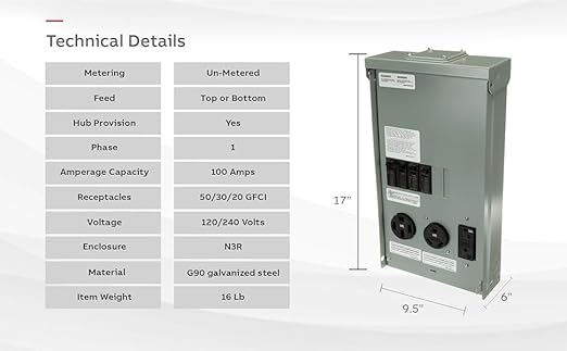 Midwest 50/30/20 amp U075CTL010 RV/EV Panel w/ 20 AMP GFCI - Image 6