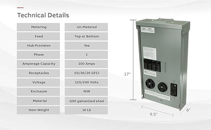 Midwest 50/30/20 amp U075CTL010 RV/EV Panel w/ 20 AMP GFCI - Image 6