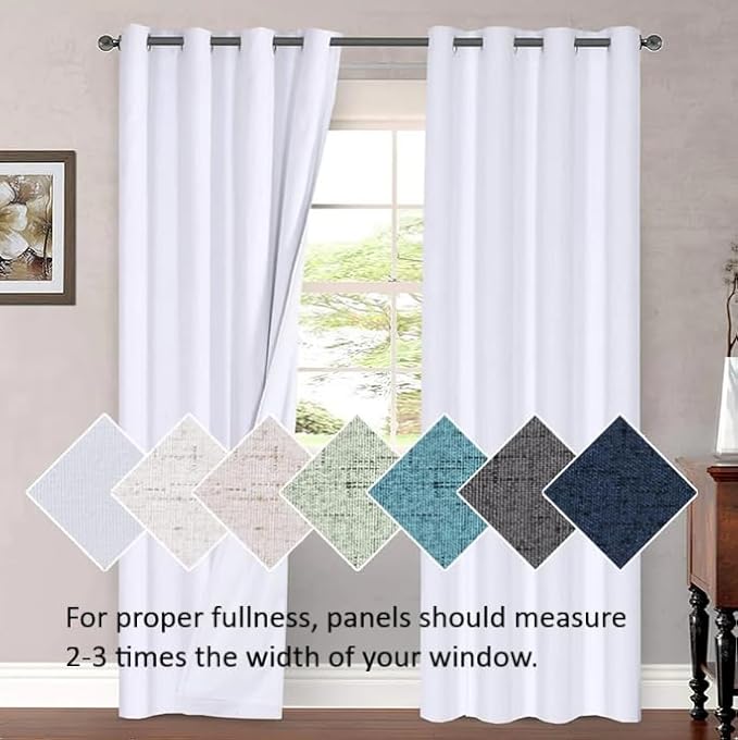 H.VERSAILTEX Linen Blackout Curtains 63 Inches Long 100% Absolutely Blackout - Image 7