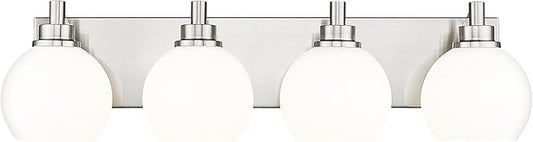 METWET Bathroom Light Fixtures, 4 Light Brushed Nickel Vanity Light, 26 Inch by Metwet