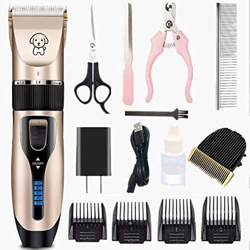 Professional USB Dog Clippers Low Noise Rechargeable Pet Trimmers Cordless Pet by Gumodo