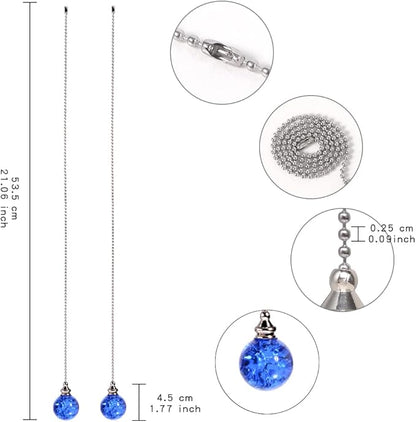 2PCS Blue Pull Chain Crystal Glass Ice Cracked Ball Pull Chain - Image 2
