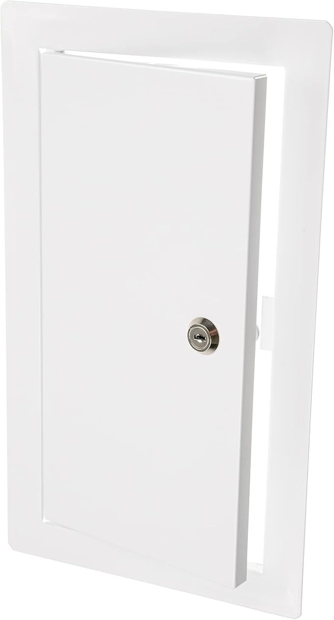 6" x 12" Lockable White Metal Access Panel. Service Shaft Door Panel by Unknown