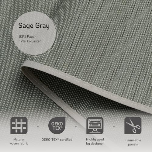 Sliding Panel Blinds for Sliding Glass Door, Sage Gray | Light Filtering Shade, Adjustable Single-Track, 46-85.5" W x 96" H, Cordless & Trimmable, Reinforced Edge