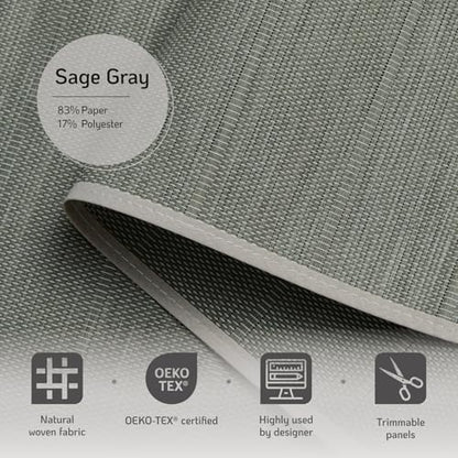 Sliding Panel Blinds for Sliding Glass Door, Sage Gray | Light Filtering Shade, Adjustable Single-Track, 46-85.5" W x 96" H, Cordless & Trimmable, Reinforced Edge