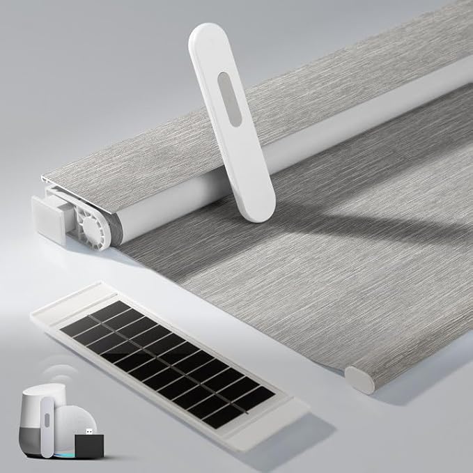 No Drill Motorized Blinds with Remote, Cordless Smart Electric Roller Shades by MUSCLEAREA