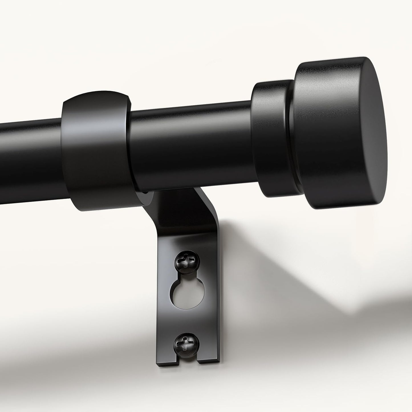 Lootkell Modern Black Curtain Rods for Windows 28 to 48 Inches Adjustable Length Heavy Duty 1" Diameter Window Curtain Rod with Decorative Finials for Outdoor Bedroom Kitchen Living Room