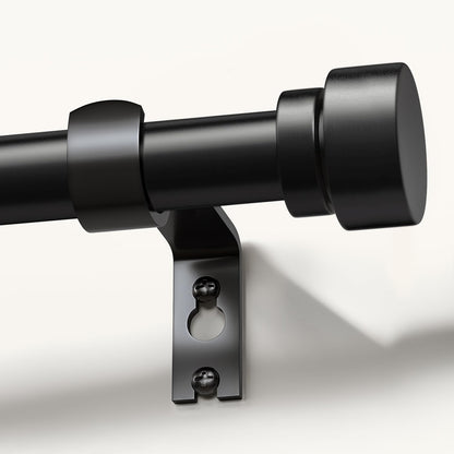 Lootkell Modern Black Curtain Rods for Windows 28 to 48 Inches Adjustable Length Heavy Duty 1" Diameter Window Curtain Rod with Decorative Finials for Outdoor Bedroom Kitchen Living Room