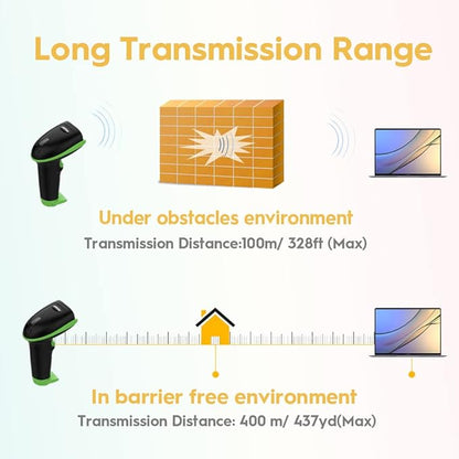 NADAMOO Wireless Barcode Scanner 328 Feet Transmission Distance USB Cordless 1D - Image 3