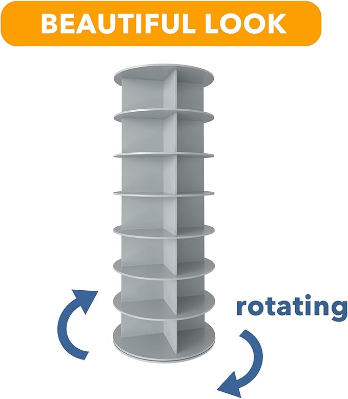 SpaceAid 7 Tier Rotating Shoe Rack Tower, Spinning Shoe Display Lazy Susan - Image 7