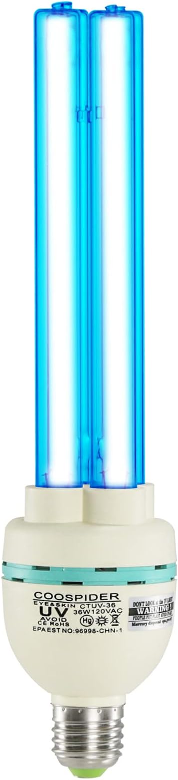 36 Watts UVC Light Bulb, UV Lamp by COOSPIDERUV