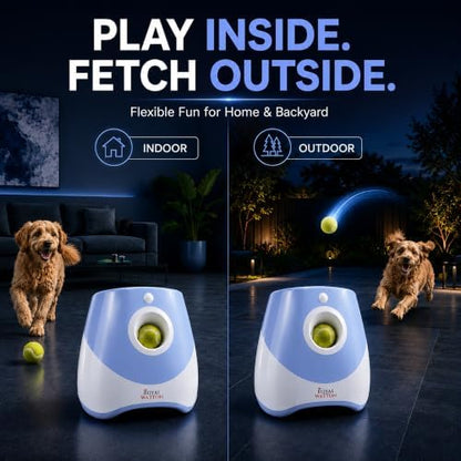 automatic ball launcher for dogs with 10 balls, side view