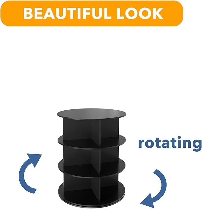 SpaceAid 3 Tier Rotating Shoe Rack Tower, Spinning Shoe Display Lazy Susan - Image 7