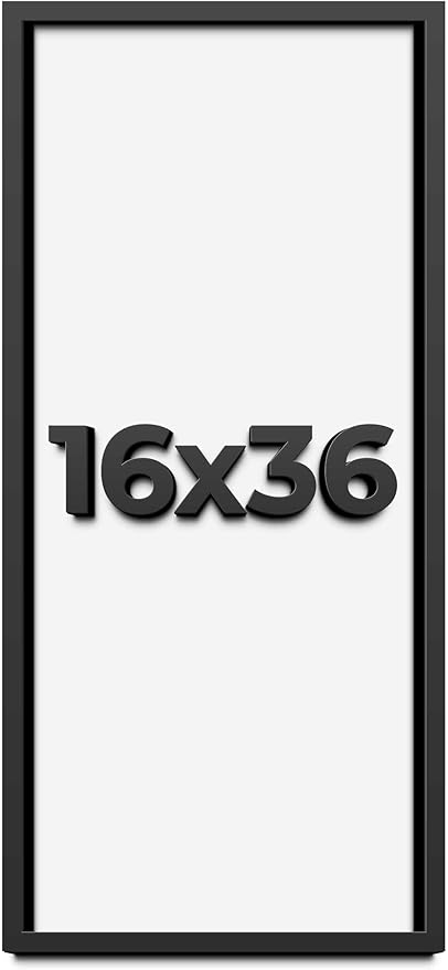 16x36 Shadow Box Frame Black | 1 Inch Deep Solid Wood Shadowbox Display | UV by CustomPictureFrames