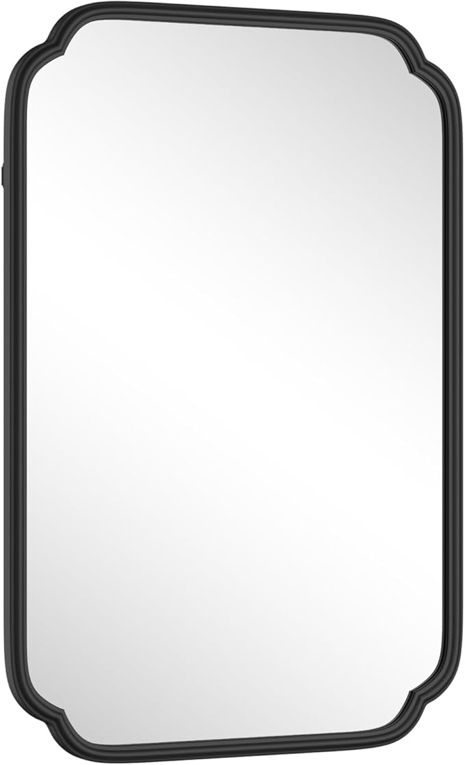 Black Bathroom Mirror for Over Sink 20" x 30" Modern Rounded Rectangle Bathroom - Image 9