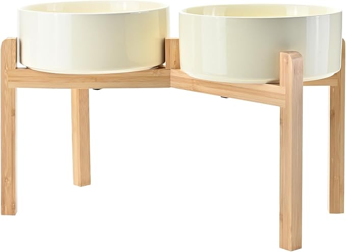 SPUNKYJUNKY Elevated Dog Bowls Ceramic, 8.3'' Dogs Food Water Bowls Raised - 60 by SPUNKYJUNKY
