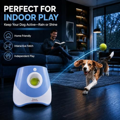 automatic ball launcher for dogs with 10 balls showing dimensions